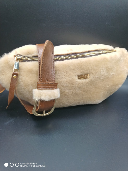 sac banane mouton beige